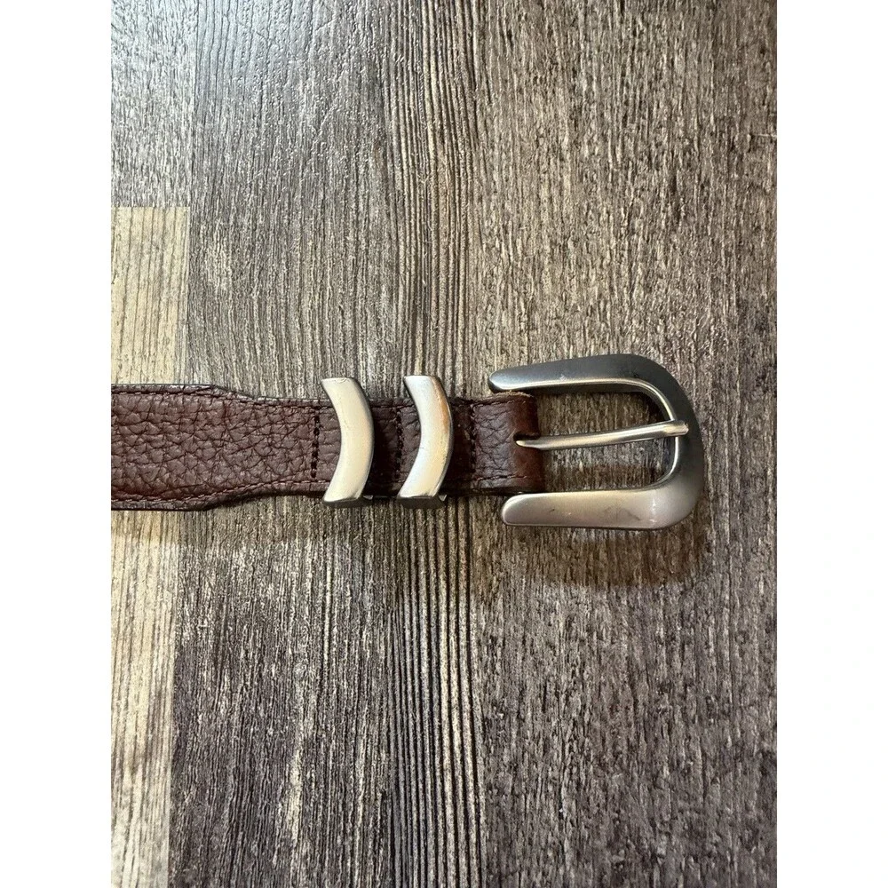 Orvis Full Grain American Bison Leather Belt Brown Size 44 USA Western Heritage